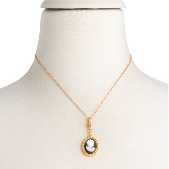 New BEN AMUN 24k Gold Electroplated Cameo CHARM Pendant Made In USA Gold Black - Picture 2 of 5